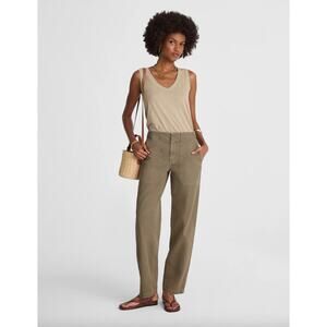 Madewell Tapered Leg Utility Pants Pressed Sage Khaki Rigid Cotton US 28 NWT